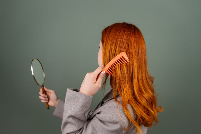 Cabelo ruivo longo escovado, com brilho e movimento