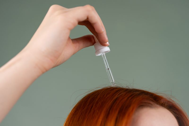 Aplicação de produto de tratamento na raiz do cabelo